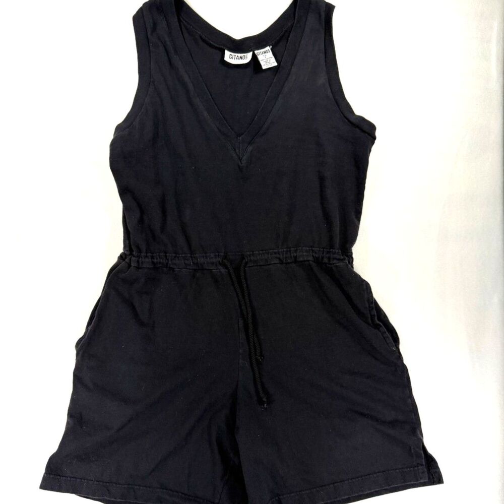 Vintage 90's Gitano Black Cotton Romper Retro Jumper 100% Cotton Size Small